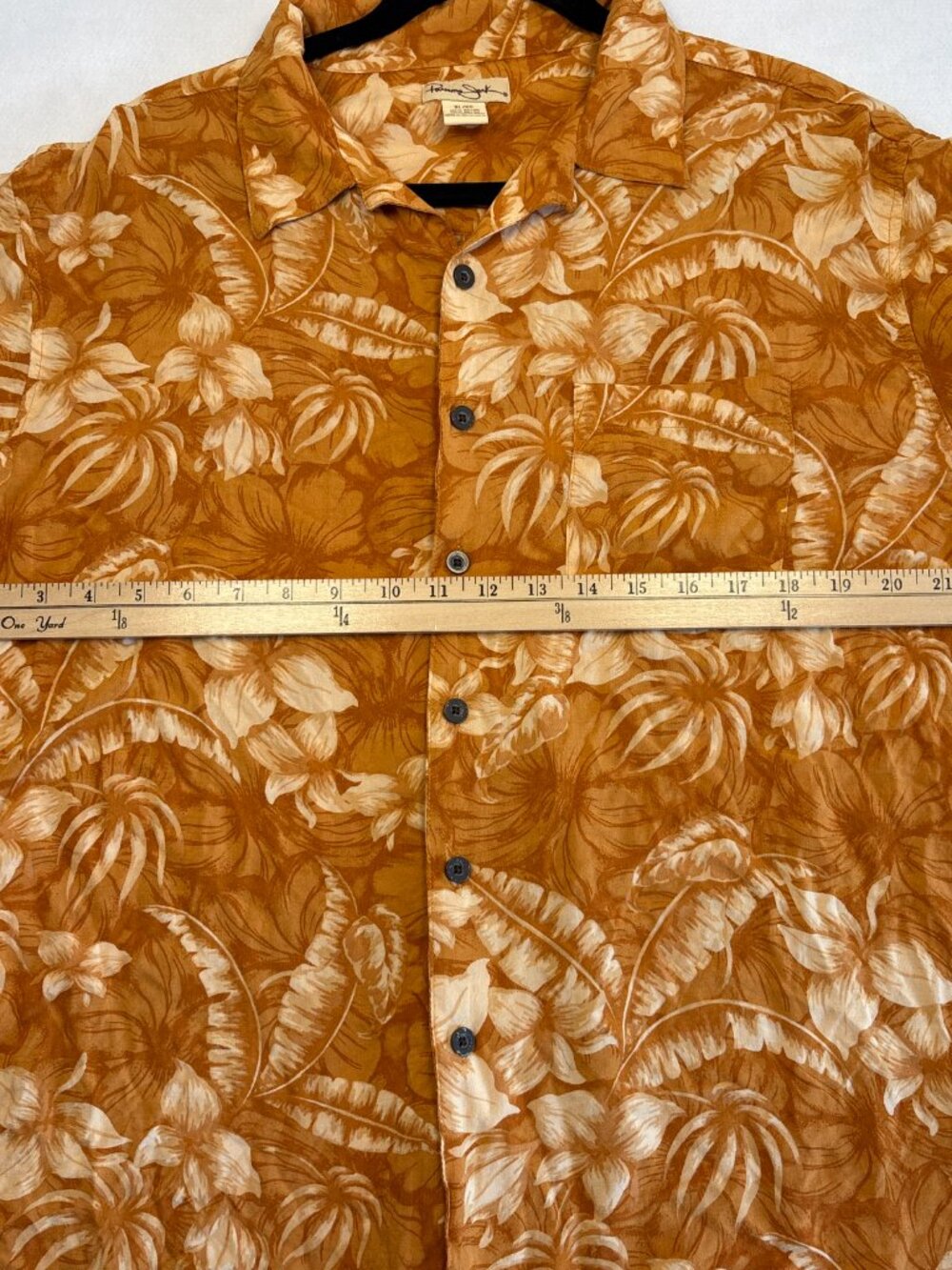 Panama Jack Hawaiian Shirt Orange Tropical Hibiscus Print Men’s XL Rayon - Picture 4 of 5